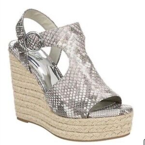 Carlos by Carlos Santana Winnie Ankle Strap Snakeskin Embossed Espadrille Sz 6.5